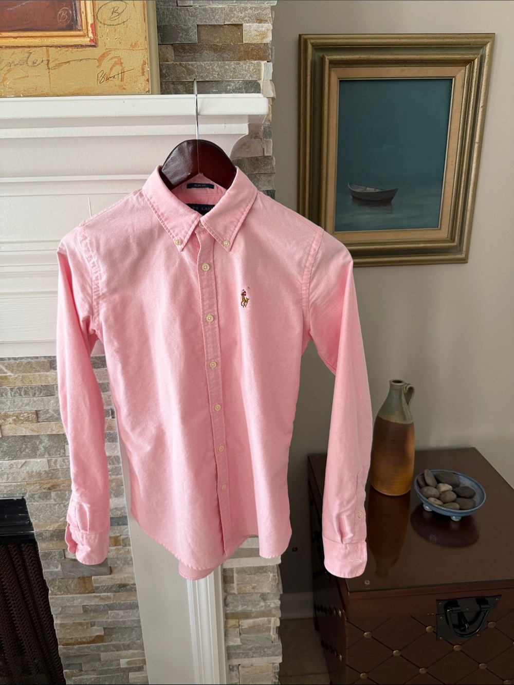 Ralph Lauren Women’s Light Pink Oxford Button-Down Shirt, Size 0, Excellent Cond